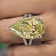 RARE 8.60 Ct Certified Treated Champagne Diamond Solitaire Ring in 925 Silver. picture