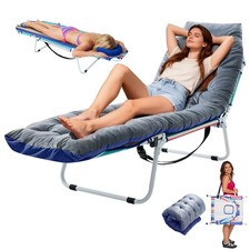 NAIZEA 2-in-1 Tanning Chair with Face Hole Lounge Chair Caming Bed with Mattress picture