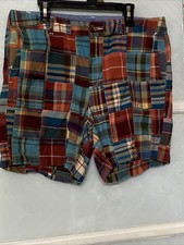 Vtg Y2K L.L. Bean Favorite Fit Shorts Sz 10 Patchwork Madras Plaid Rust Blue 90s picture