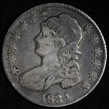 1834 LD LL Capped Bust Silver Half Dollar VF+ E339 GXPM picture