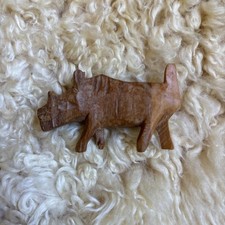 Vintage Hand Carved Warthog Wild Boar Pig Wooden Figure 2.5x1.5
