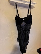 NWT Frederick's of Hollywood SZ Small Dina Lace Extreme Push-Up Teddy Black picture