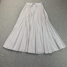 H&M Women’s Size Small Ivory Pleated Midi Skirt Elastic Waist Flowy picture