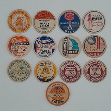 Lot 13 Vintage Dairy Milk Bottle Caps Sealtest Premier Creamery Cooper's Mixed picture