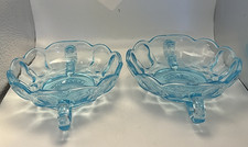 Vintage Aqua Blue Glass Bowl Candy Dish with Handles x2 - No scratches or chips picture