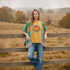 Handcrafted Upcycled Grateful Dead Kantha Tunic NWT One Size picture
