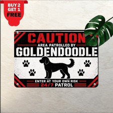 Goldendoodle Dog Monitored Zone Metal Sign Pet Safety Caution Decor Plaque 8x12 picture