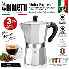 Bialetti Moka Express 3 Cup Stovetop Espresso Maker Silver 150ml Italian Coffee picture