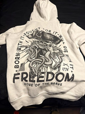 Howitzer Clothing Men's S White Patriotic Graphic Print Fleece Pullover Hoodie picture
