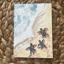 ACEO PRINT Baby Sea Turtle Hatchlings of Watercolor & Ink Painting by Kelly Horn picture