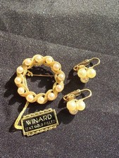 Vintage Winard Cultured Pearl Jewelry Set - 12KT Gold-Filled Brooch picture