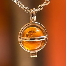 ANT SPHERE AMBER pendant / necklace / 99 million year old Burmese / healing picture