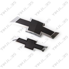 New 2021-2026 Suburban Tahoe Front & Rear Chrome Black Bowtie Emblems Kit OEM picture