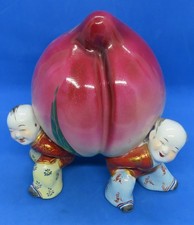 Chinese Cantonese vintage Art Deco antique children with fruit figurine ornament picture