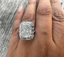 5.70 Ct Radiant-Cut EF/VS1 Lab Grown Diamond Halo Wedding Ring Platinum 950 picture