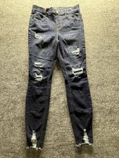 maurices Women’s Size S Dark Wash High Rise Skinny Stretch Distressed Jeans picture