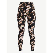 NEW No Boundaries Black Pony Floral Women's Ankle Length Leggings LG (12-14) picture