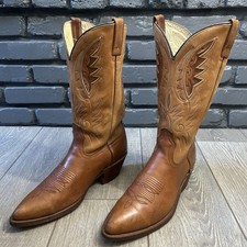 Acme Vintage Leather Inlay Western Cowboy Boots Mens 11 D picture