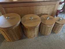 Longaberger 16 Piece Round Canister Set W/Lids and Sealed Containers GREAT SHAPE picture