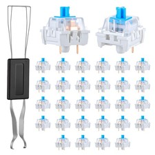 30 Pcs Blue Mechanical Keyboard Switches 3-Pin Clicky Tactile DIY Replacement picture