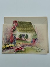 Vintage 1947 Pop Up Get Well Greeting Card Cottage Garden MCMXLVII w/ Envelope picture