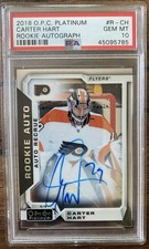 2018-19 O-Pee-Chee Platinum #R-CH Carter Hart Rookie Autographs PSA 10 GEM MINT picture