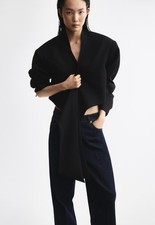 NWT H&M EDITION  Cropped Tie-Detail Jacket (Black) New Arrival 1350600001 Large picture