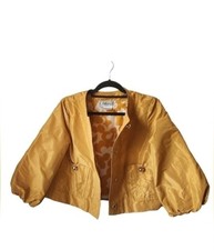 Vintage Carlisle Golden Cropped  Puff sleeve jacket Beautiful Lining Sz.4 picture