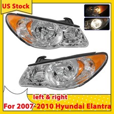 Pair For 2007-2009 2010 Hyundai Elantra Chrome Headlights LH & RH Side W/Bulbs picture