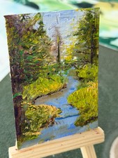 ACEO by Vicki Perez Whispers of the Wild winding river thru the woods OOAK oil picture