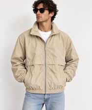 H&M Men’s Large Beige Lightweight Windbreaker Jacket Full Zip Relaxed Fit picture