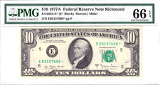 1977-A $10 FRN Richmond *STAR* PMG Gem Unc 66EPQ Pop 2/2 #E03157608* picture