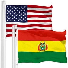 G128 Combo Pack: American USA Flag & Bolivia Flag 3x5 Ft, Both Printed 150D Poly picture