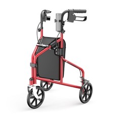 Flybrother Lightweight 3 Wheel Walker for Seniors Aluminum Rollator, Red picture