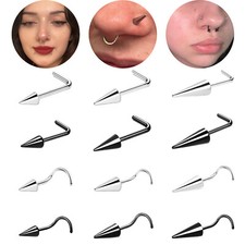 6 Pcs/lot 20g Stainless Steel Spike Nose Stud L/S-Shape Nostril Piercing 6-10MM picture