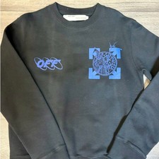 Off-White x Jean-Michel Basquiat Crewneck Sweatshirt Black Blue Size M BNWT picture