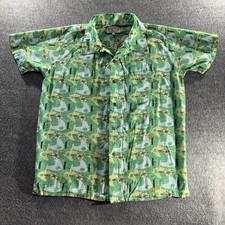 Atomic Tiki Rayon Hawaiian Loop Collar Camp Shirt Retro Mid-Century Men's Large picture