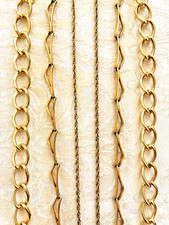 Lot of 3 Vintage Gold Tone Chain Necklaces 1960s-1970s Big Curb, Monet, Starfish picture