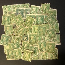 Postage Stamps For Crafting: 1920s 1c Benjamin Franklin; Green; 50 Pieces picture