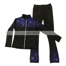 LIUHUO New Ice Figure Skating Jacket Pants Women Girl Trousers Top Black Teens picture