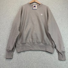 NWT Champion Reverse Weave Mens Sweatshirt Beige Boyfriend Comfy Crewneck M picture