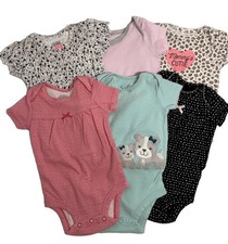 Baby Girl 0-3M Bodysuit Bundle 6 Pc Child of Mine Carter’s Floral Leopard picture