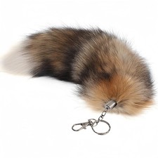 Iivos Fluffy Therian fox Tail Keychain - Soft Fur, About 18 inches, Sun Fox picture