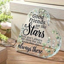 Heart Shaped Acrylic Best Friends Plaque Decoration Always There Friendship Gift picture