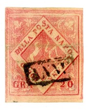 GANDALF - Italy 1861 Two Sicilies 20g Pale Carmine Rose Scott #6d VFU D258 picture