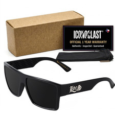 Locs 91246 Black Flat Top Sunglasses with Iconoclast 1-Year Warranty - Authentic picture