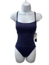 La Blanca LB0IG24 - Island Goddess Rouched One Piece SwimSuit, Indigo, Size 2 picture