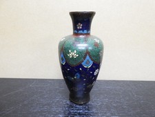 Japanese Cloisonne Vase Shippou Enamel Flower Vase Floral Pattern Vintage 15.5cm picture