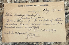 Vintage Cairo & Kanawha Valley Railroad 1905 Order Form Letter/Note picture