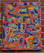 FLORENCE PUTTERMAN ACRYLIC & SAND ABSTRACT PAINTING FLORIDA ARTIST 2 picture